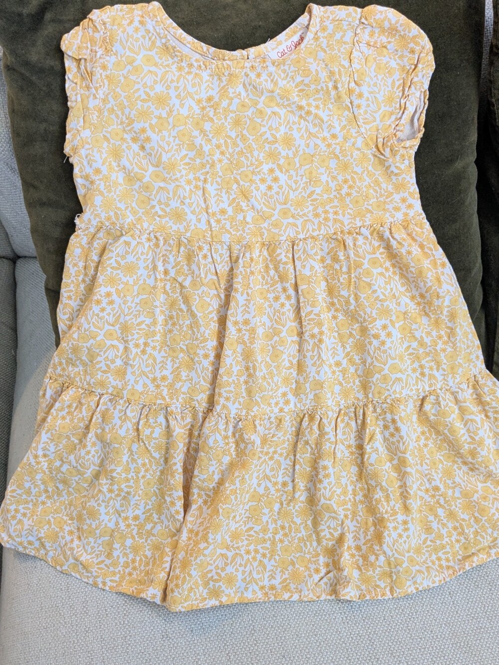 Cat & Jack Yellow Floral Tiered Kids Dress